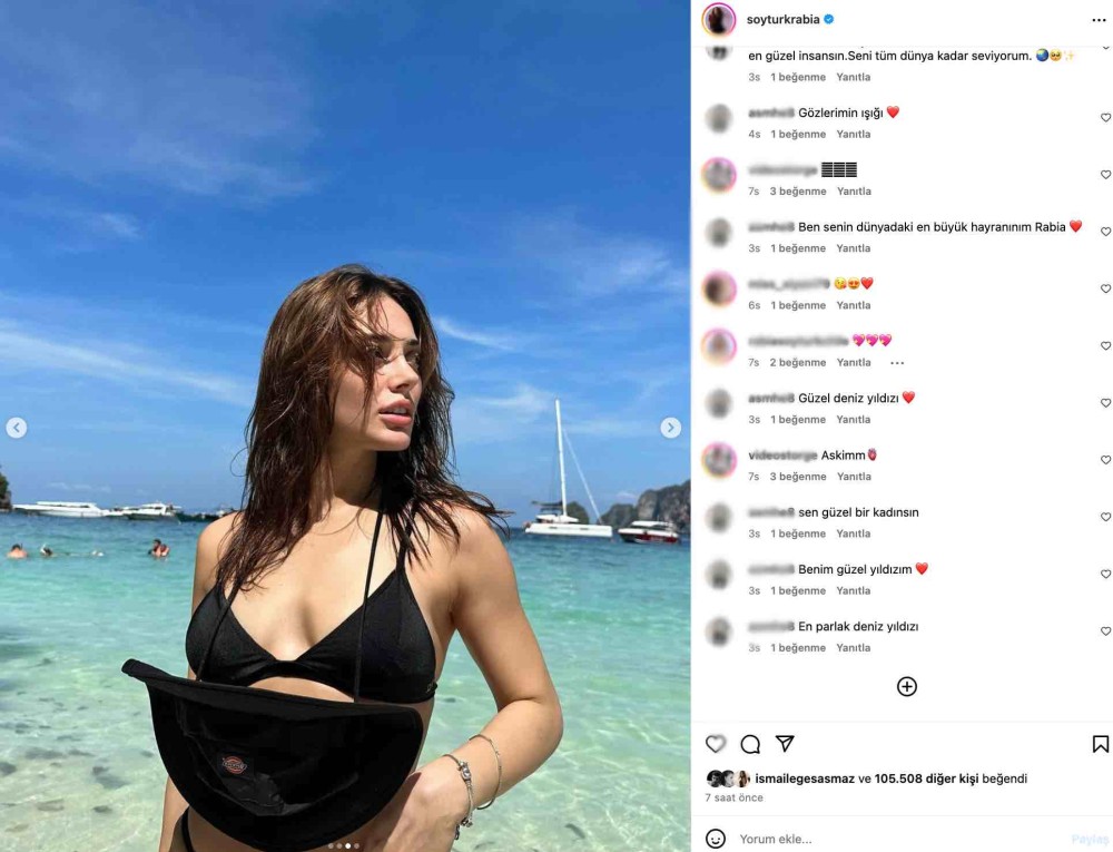 rabia soyturk un bikinili pozu sosyal medyada yogun ilgi gordu en parlak deniz yildizi